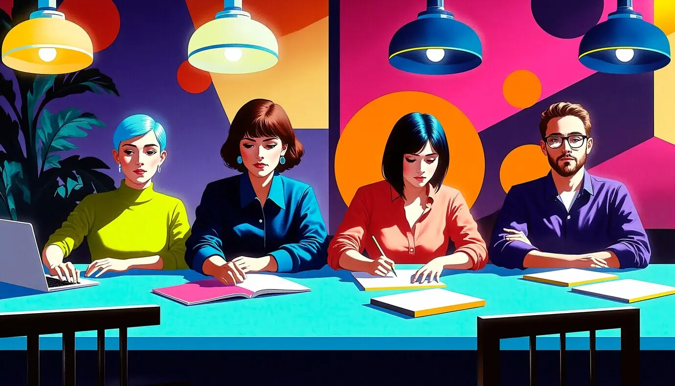 Teambesprechung in einem stilvollen Café